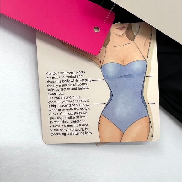 GOTTEX Vintage Tankini Top Womens 14 Black Tie Neck Halter Deadstock Bikini NEW - Picture 7 of 10